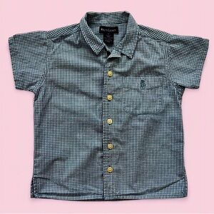 Ralph Lauren Boys Light Blue & White Gingham Button Down Shirt Sz 4T